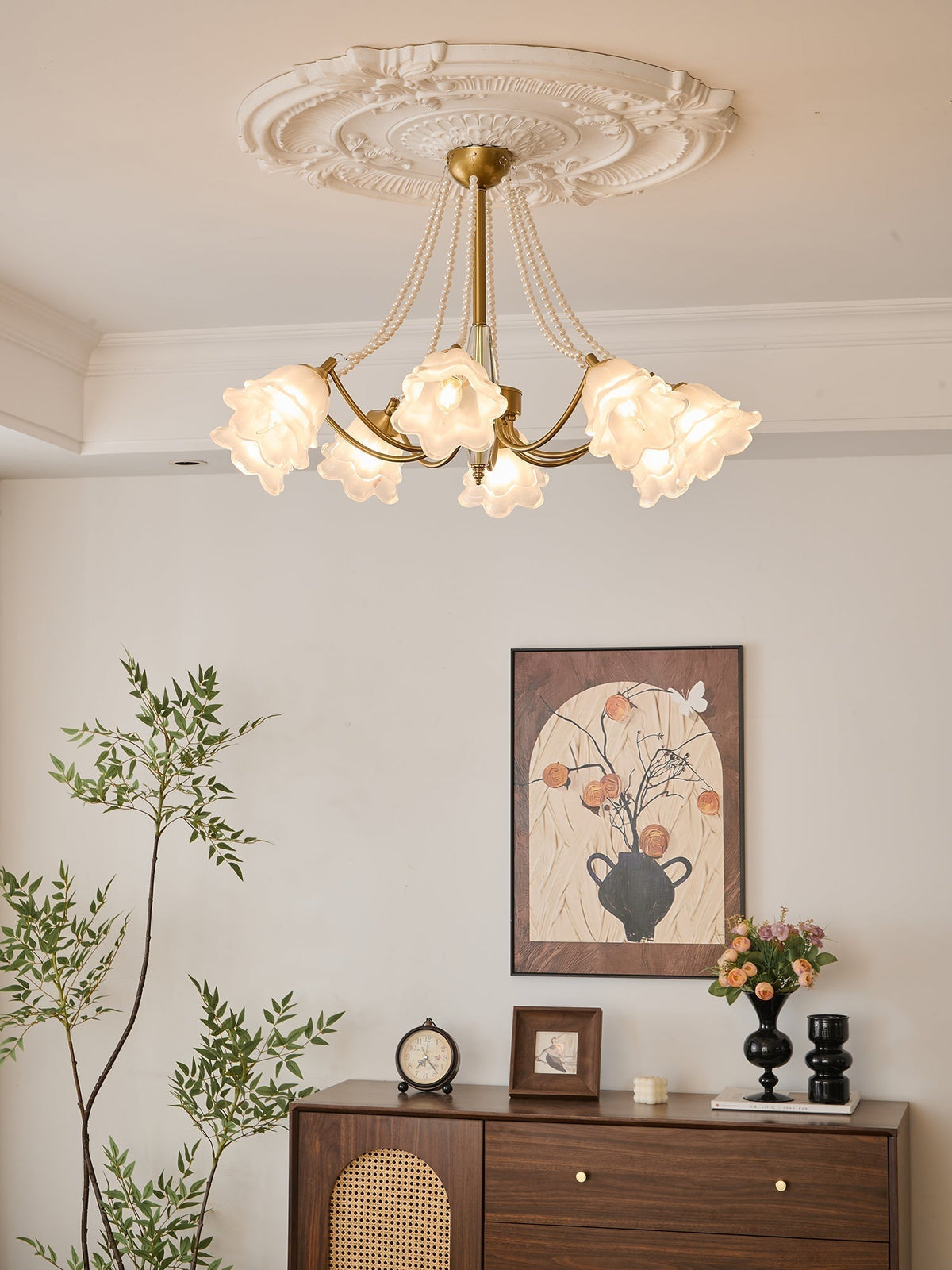 Allirila lampadario Eleganza vintage Bloom Perle vetro