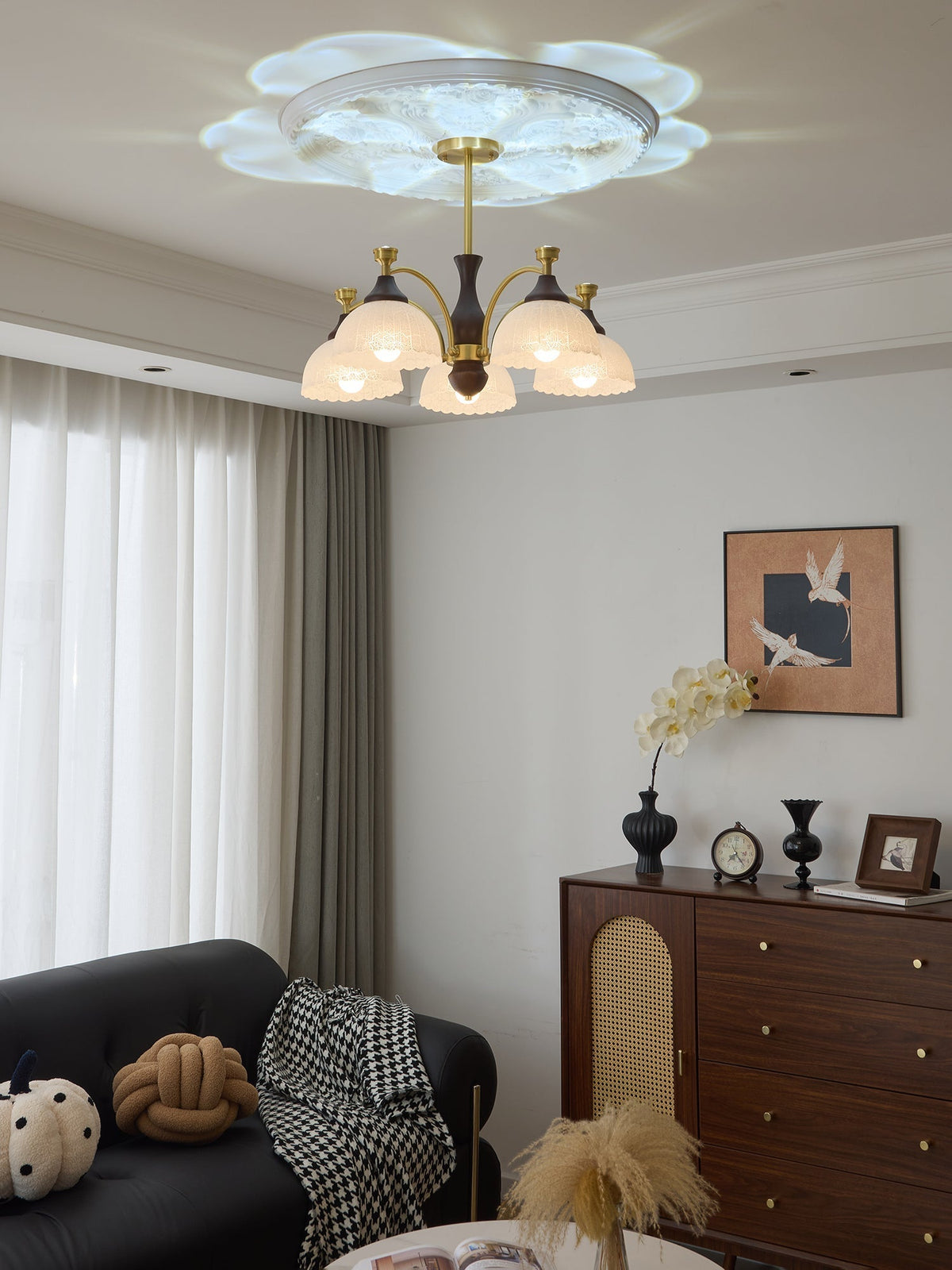 Avvynila lampadario Eleganza vintage in ottone e legno