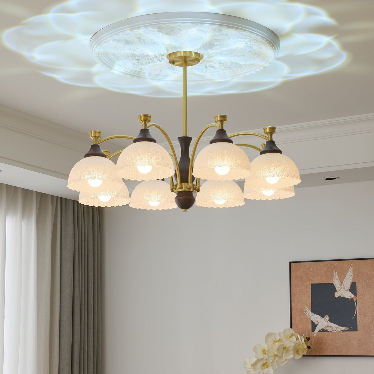 Avvynila lampadario Eleganza vintage in ottone e legno