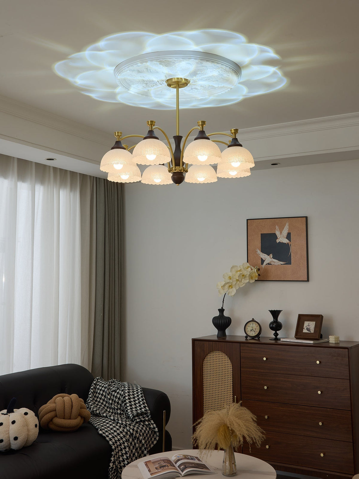 Avvynila lampadario Eleganza vintage in ottone e legno