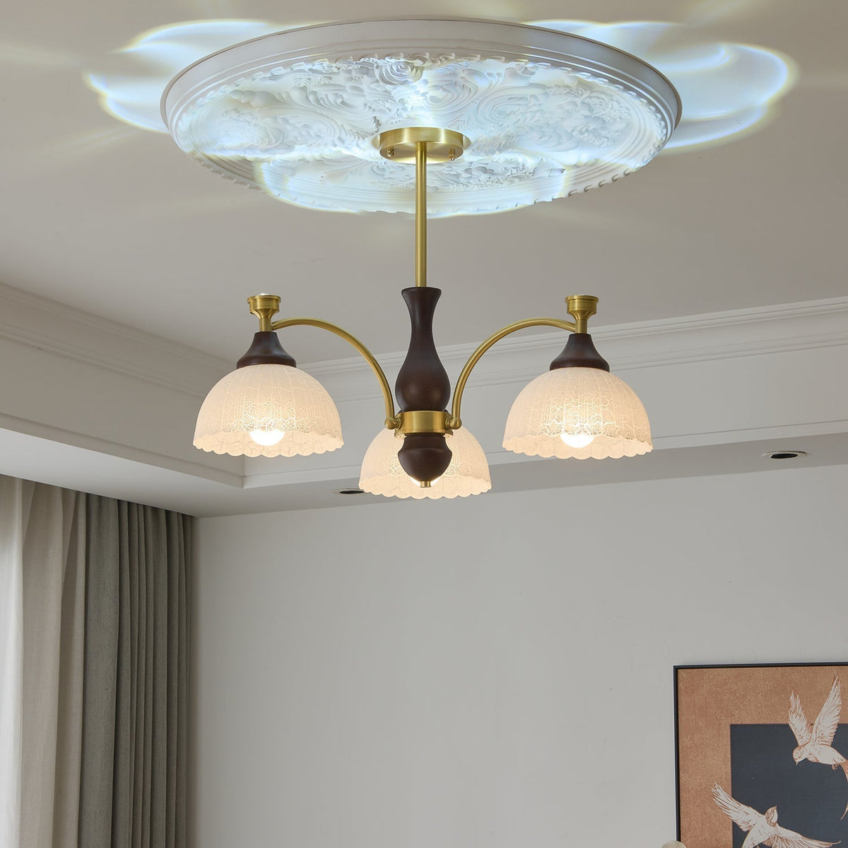 Avvynila lampadario Eleganza vintage in ottone e legno