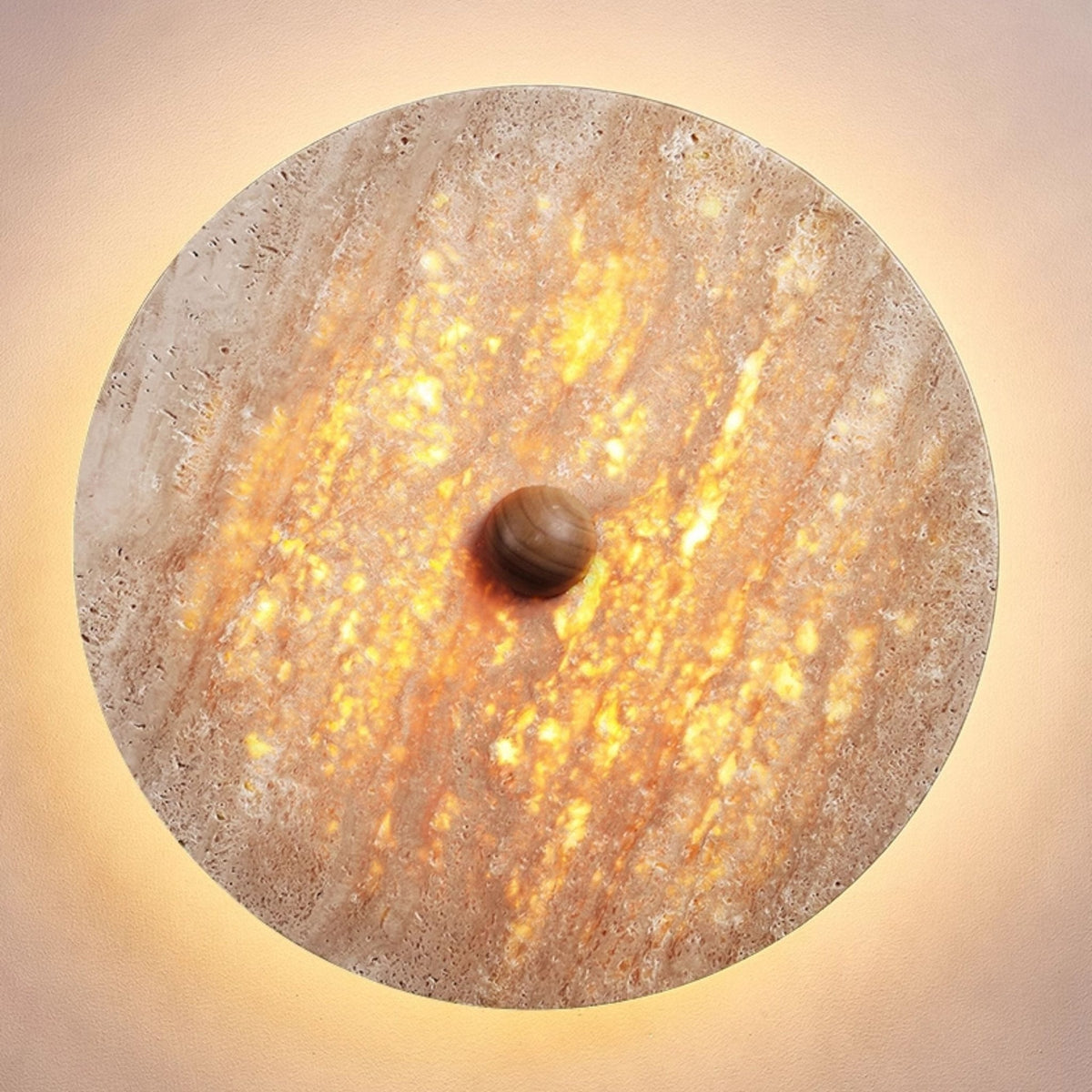 Valisine Round travertino Disk lampada da parete