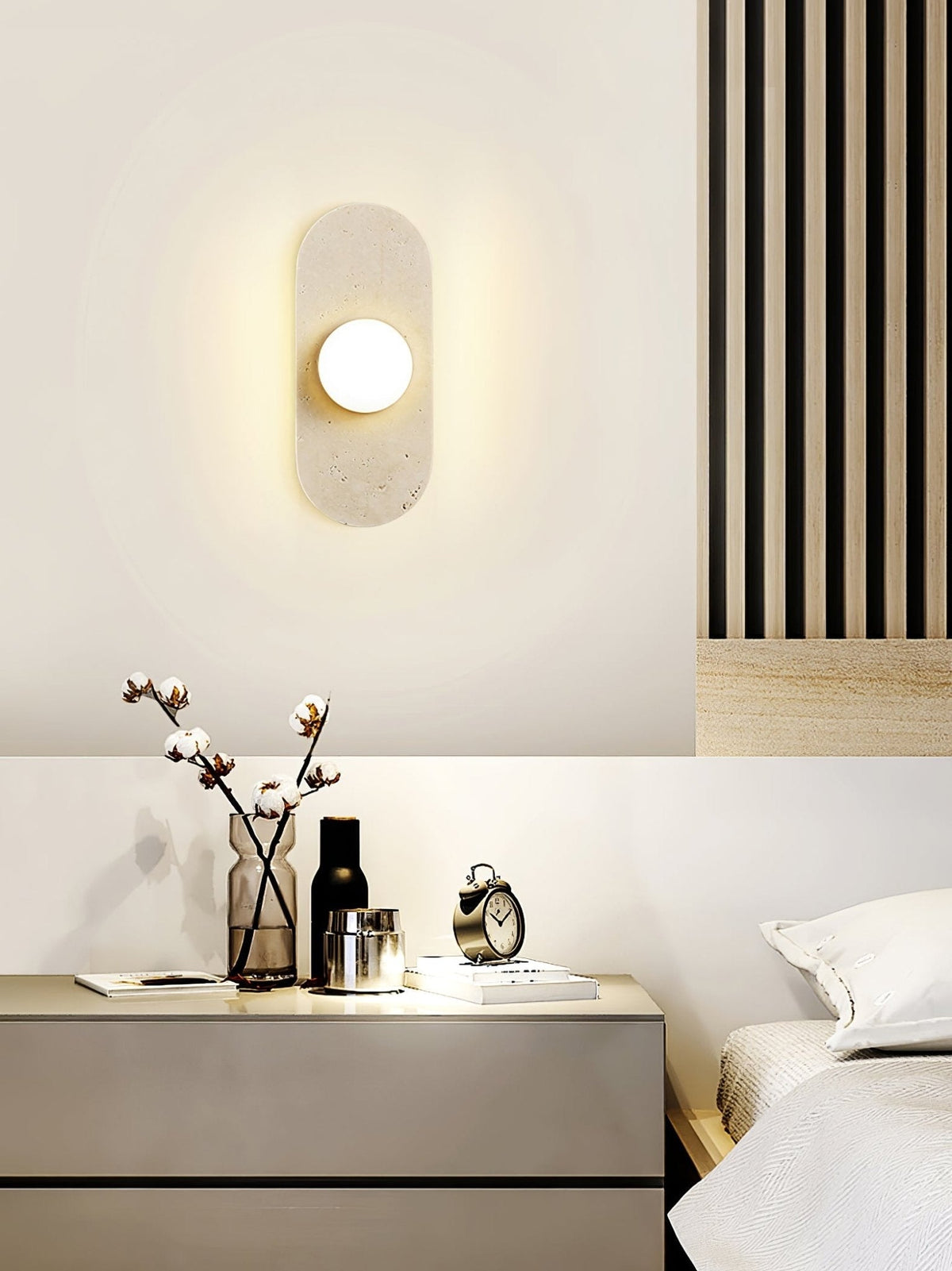 Zasoliel lampada da parete minimalista in travertino Giallo