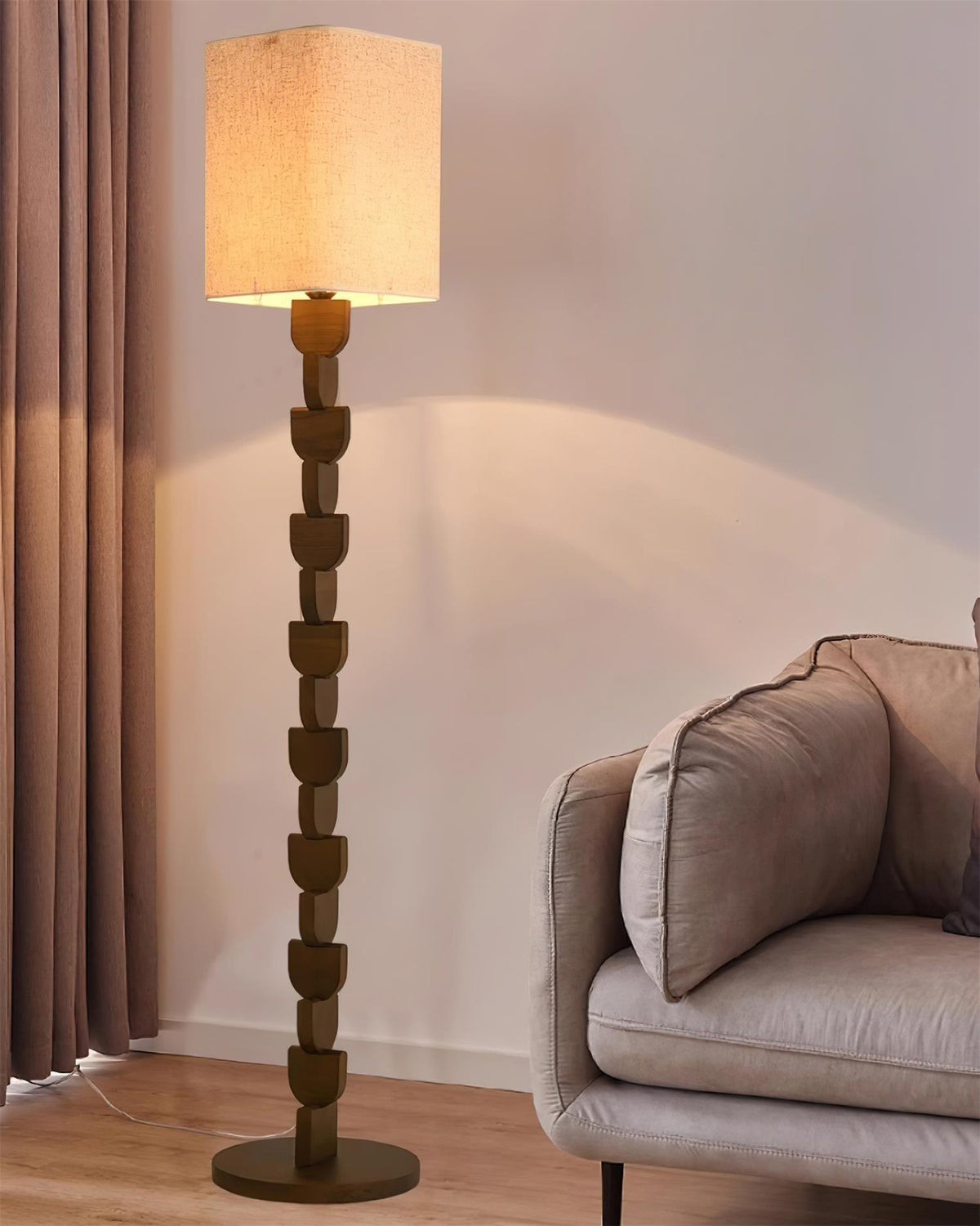 Rinoreria lampada da terra in legno