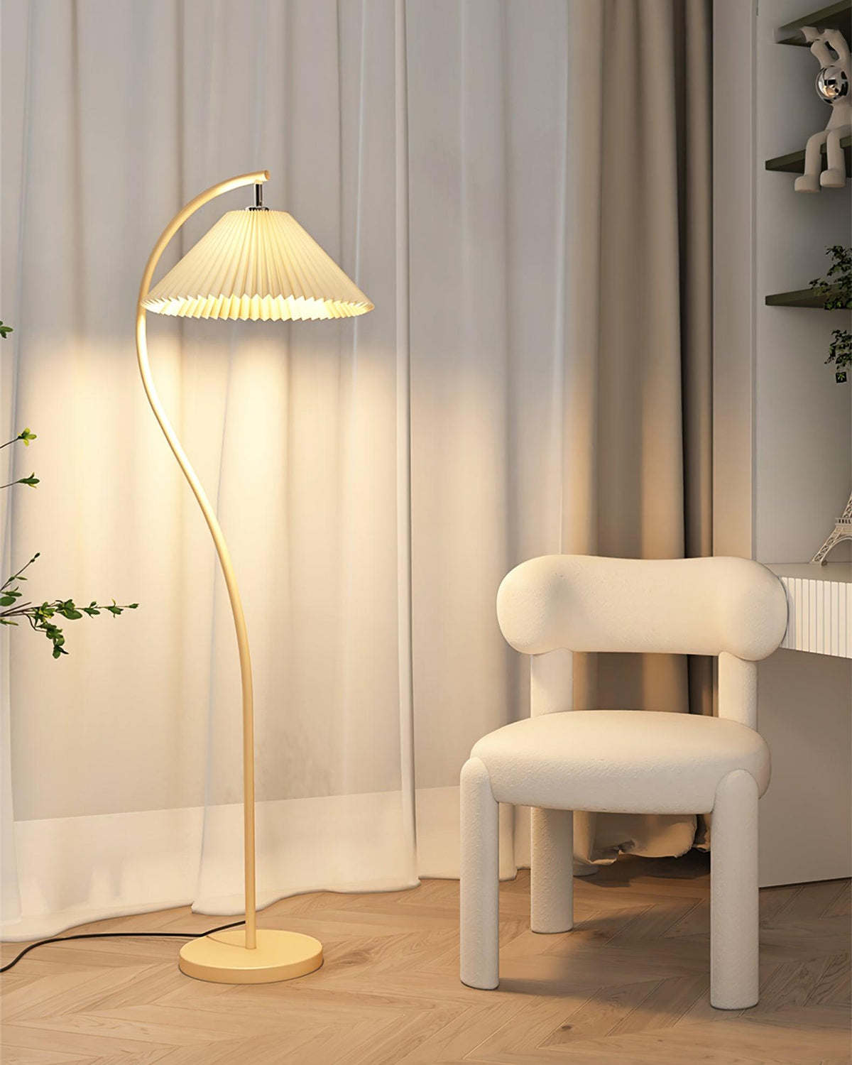 Mytalil lampada da terra moderna in tessuto Curvo
