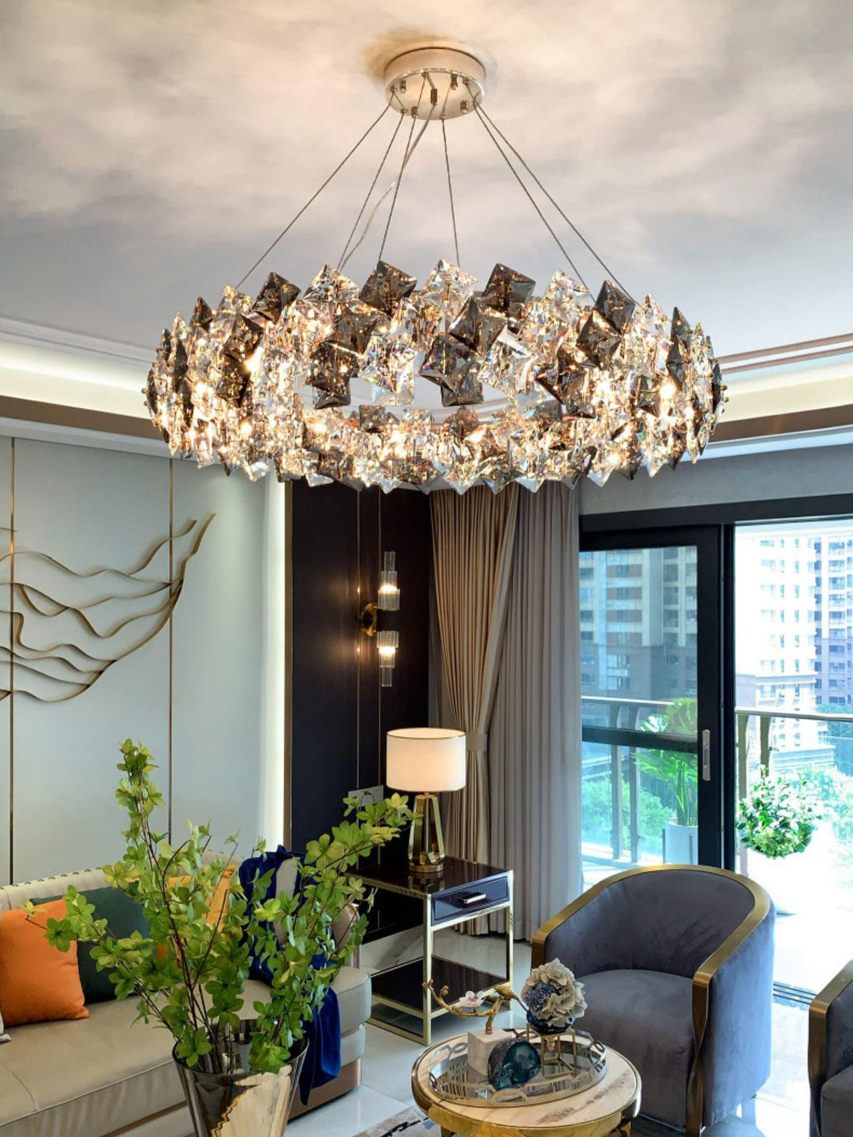 Luxenine lampadario Tondo in Cristallo con LED Oro