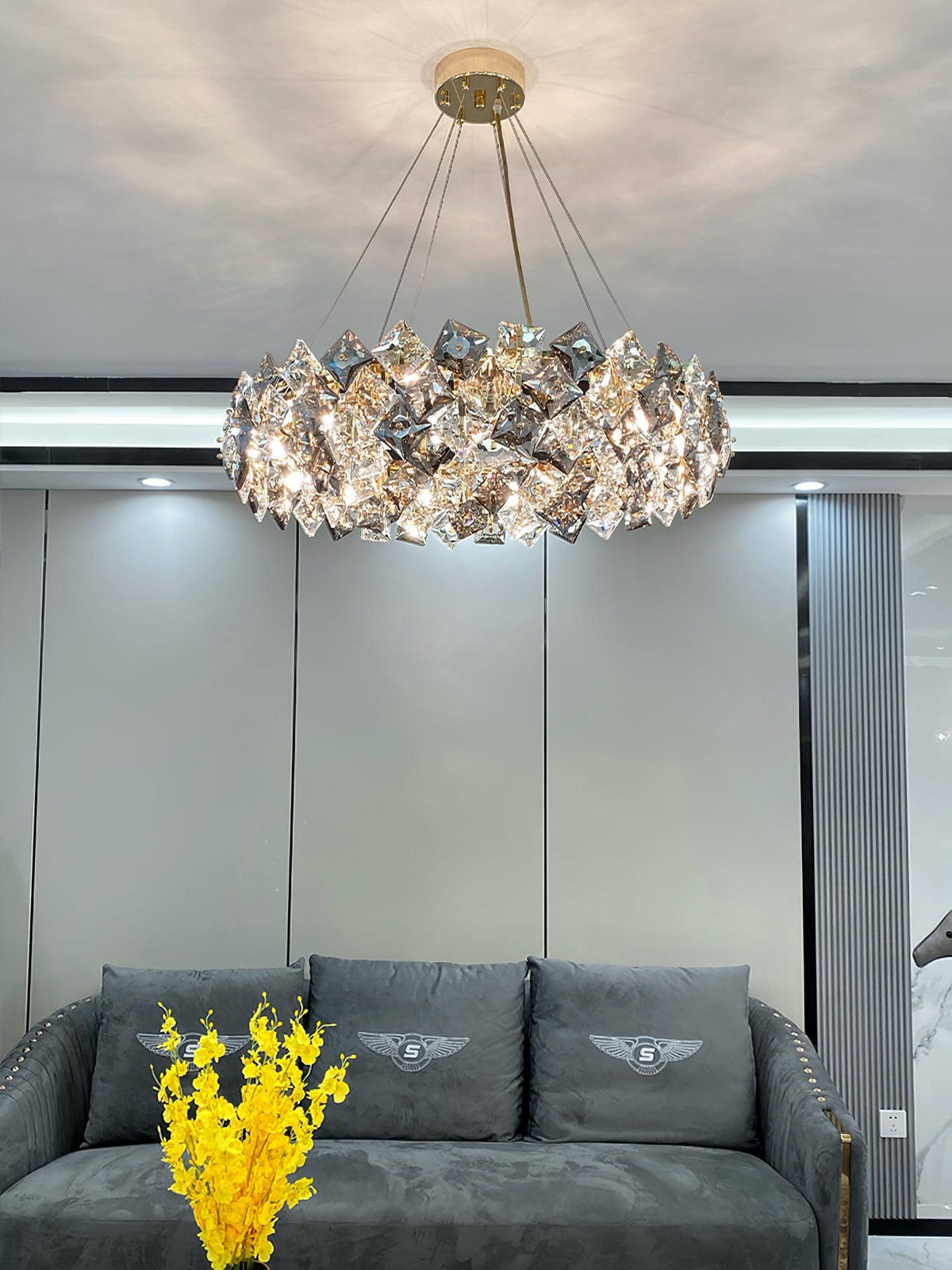 Luxenine lampadario Tondo in Cristallo con LED Oro