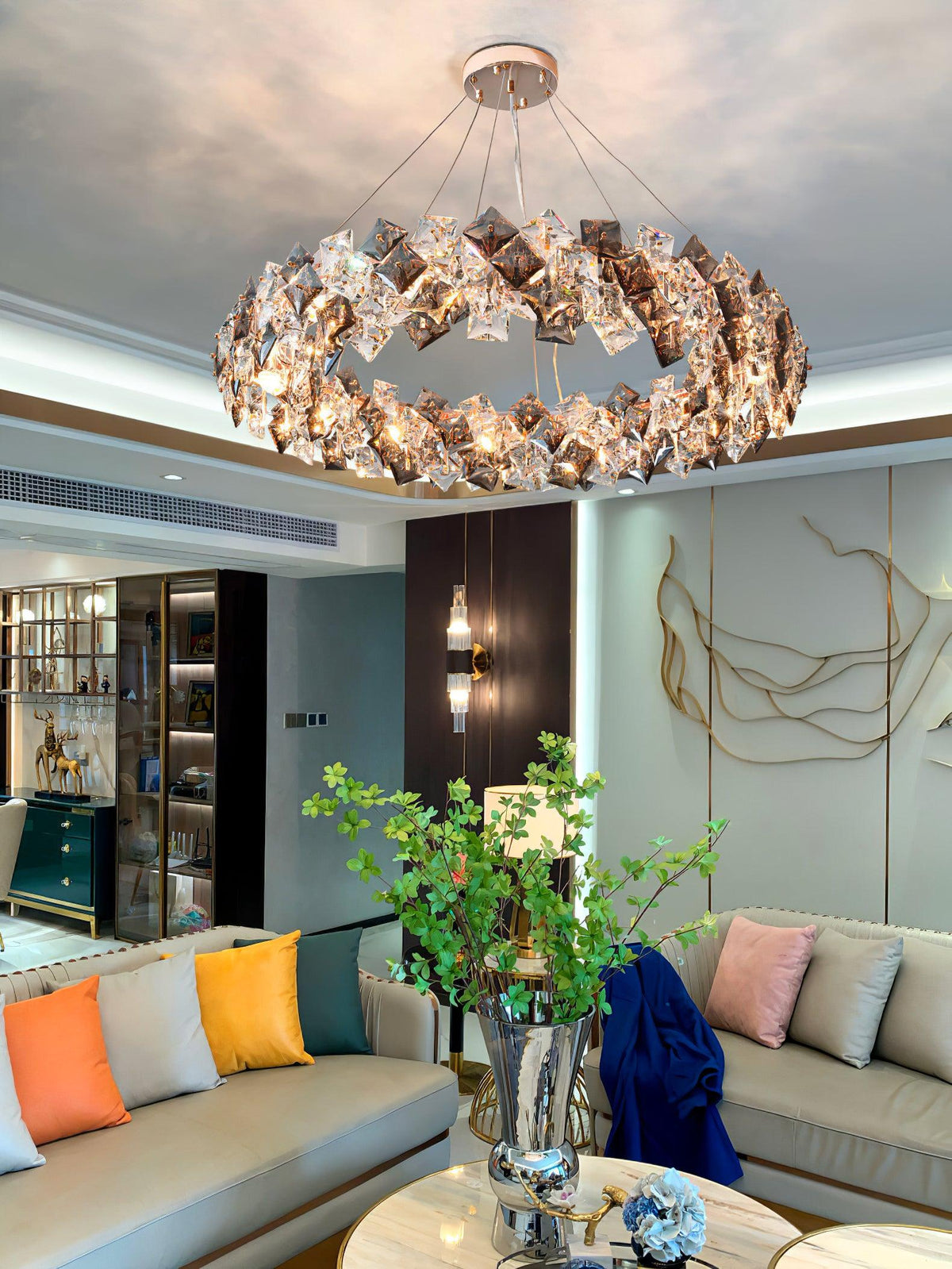 Luxenine lampadario Tondo in Cristallo con LED Oro