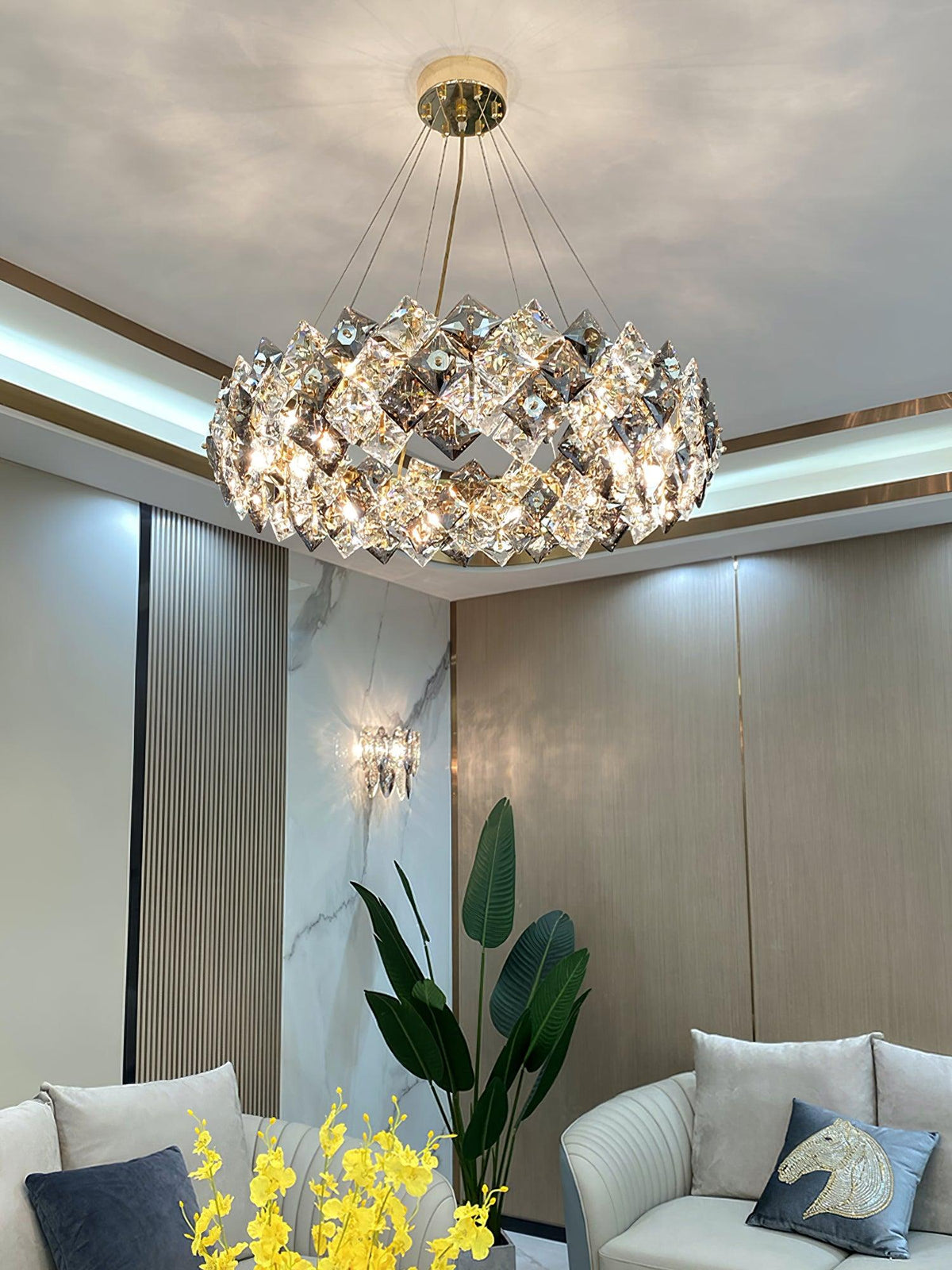 Luxenine lampadario Tondo in Cristallo con LED Oro