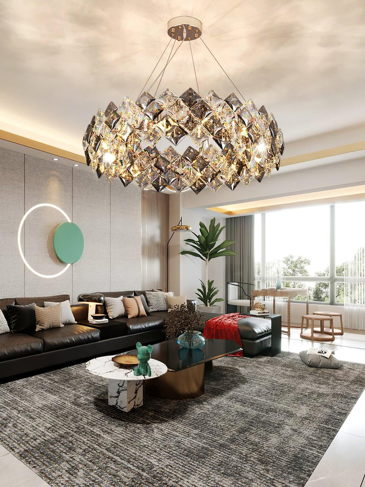 Luxenine lampadario Tondo in Cristallo con LED Oro