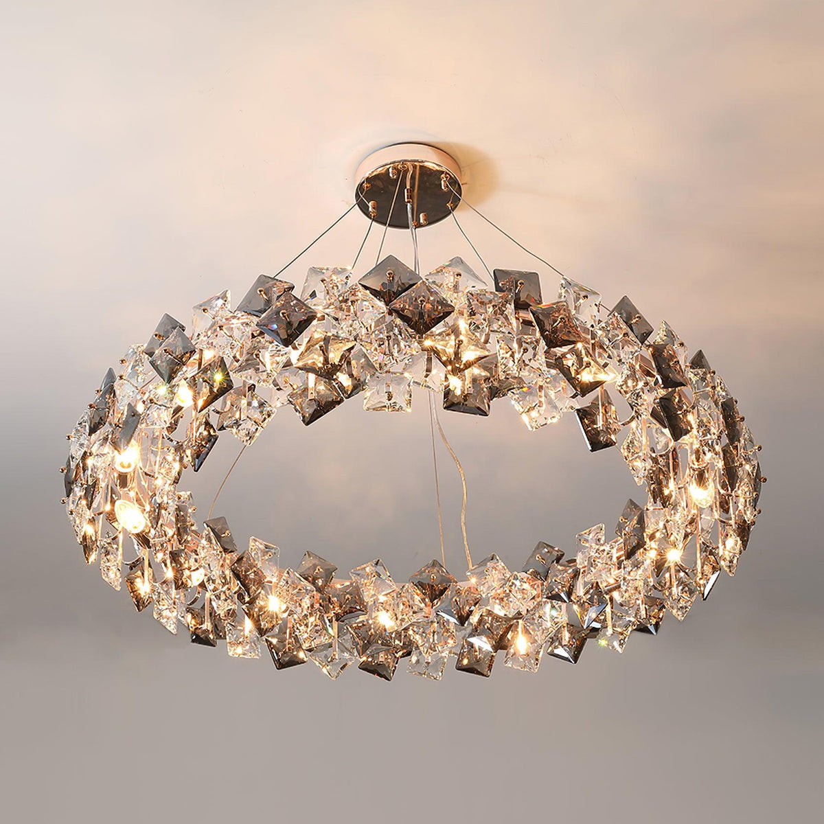 Luxenine lampadario Tondo in Cristallo con LED Oro