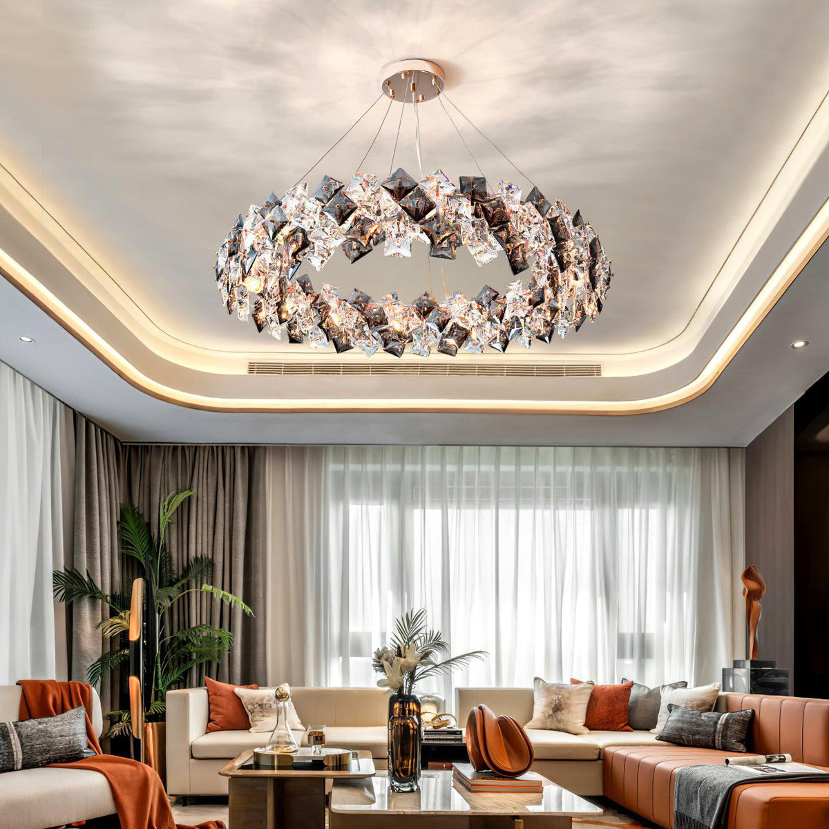 Luxenine lampadario Tondo in Cristallo con LED Oro