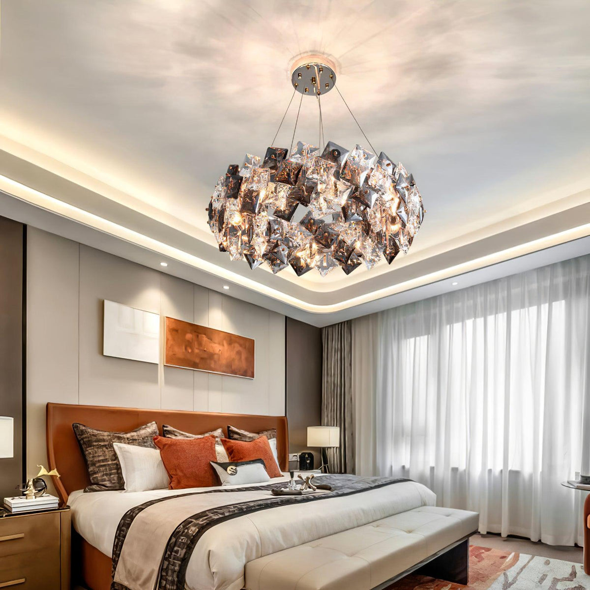 Luxenine lampadario Tondo in Cristallo con LED Oro