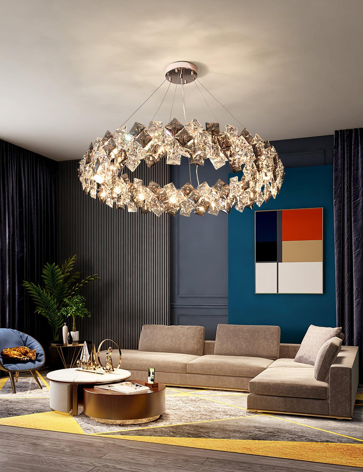 Luxenine lampadario Tondo in Cristallo con LED Oro
