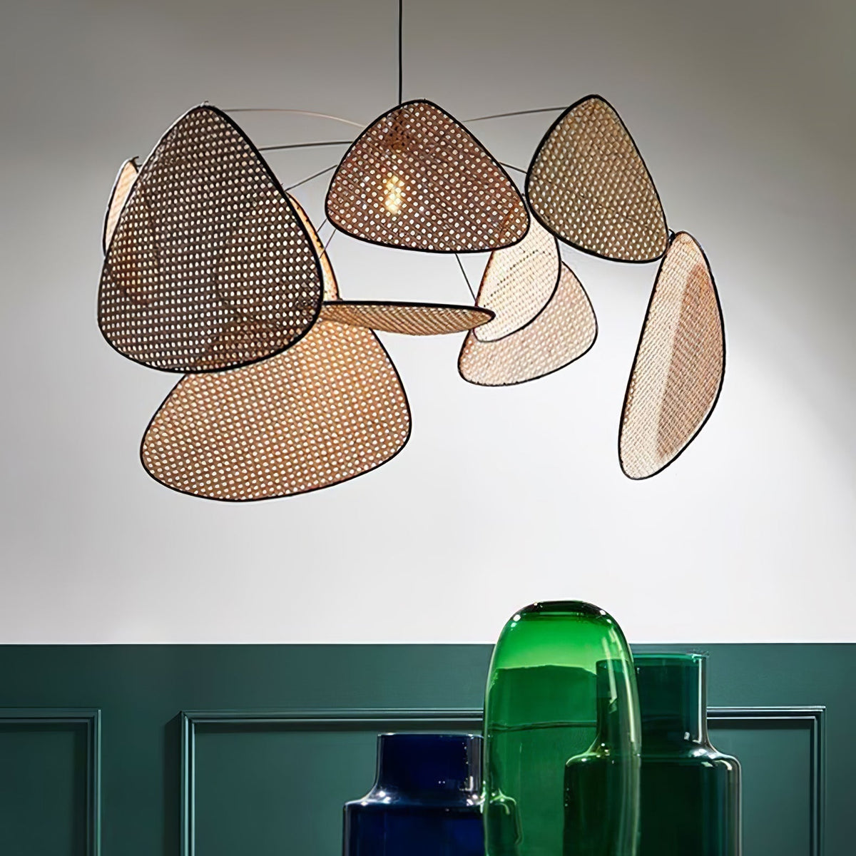 Lustra Lux Lampadario Schermo Cannage Sospensione Retro - Relic Pieces