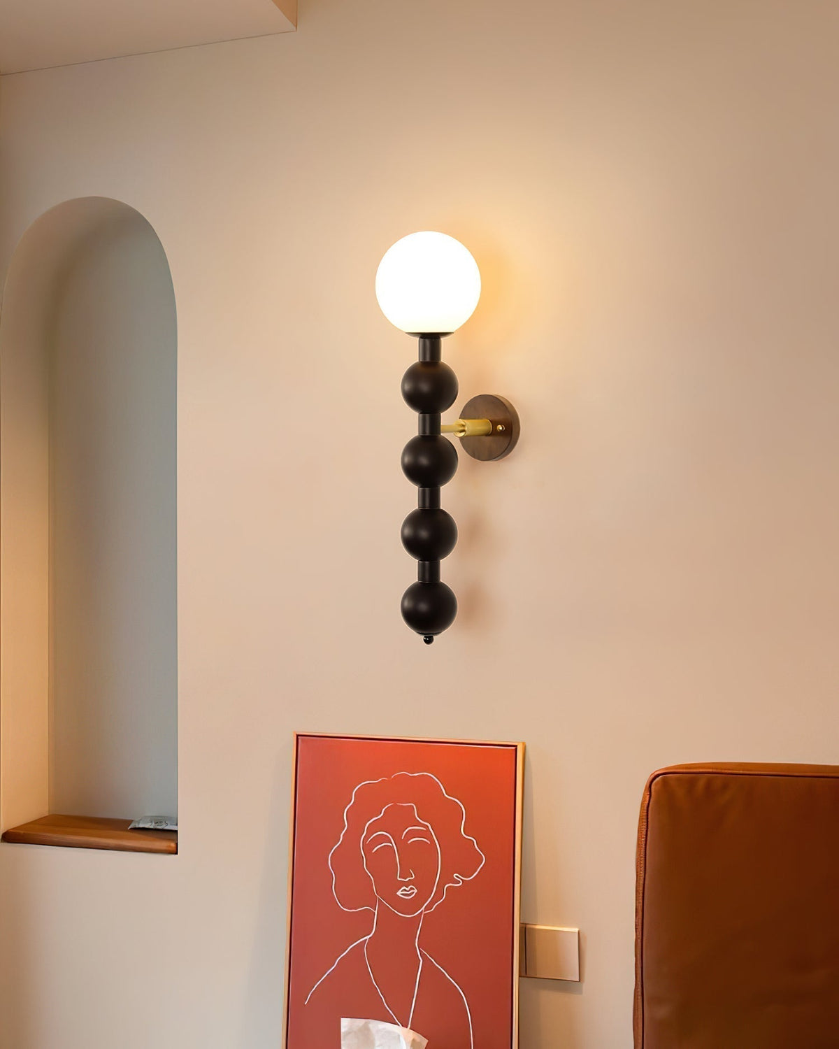 Lampada da parete Gourd in legno, metallo e vetro Stile moderno