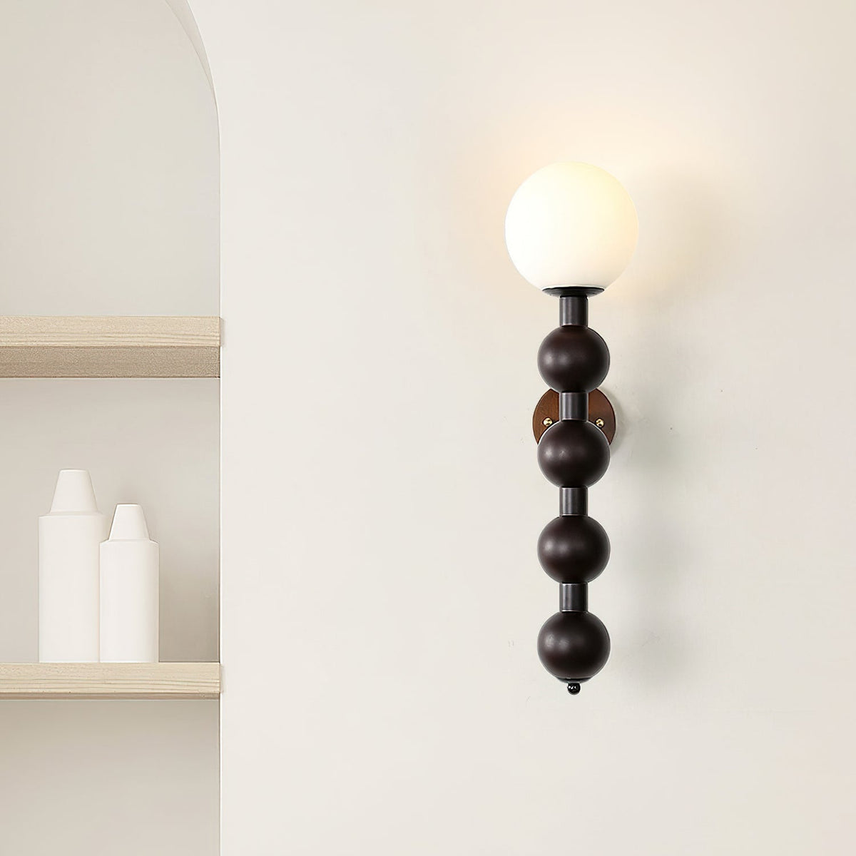 Lampada da parete Gourd in legno, metallo e vetro Stile moderno