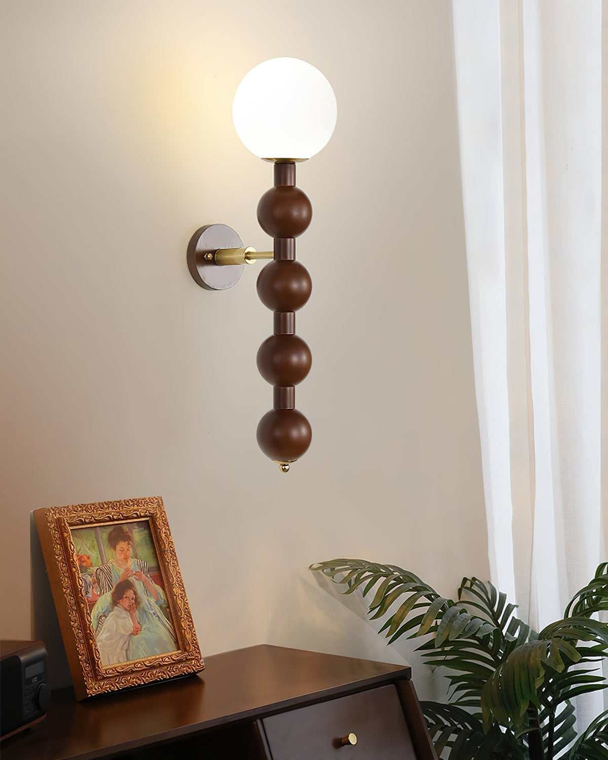 Lampada da parete Gourd in legno, metallo e vetro Stile moderno