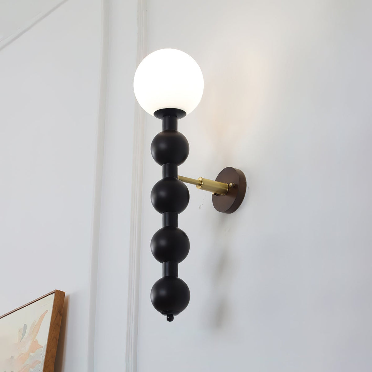 Lampada da parete Gourd in legno, metallo e vetro Stile moderno