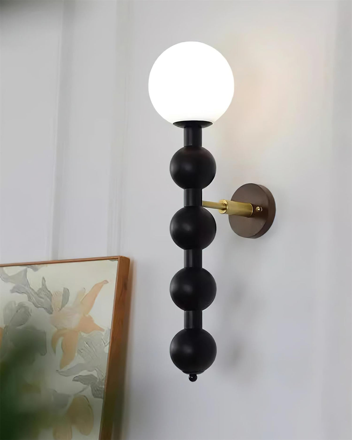 Lampada da parete Gourd in legno, metallo e vetro Stile moderno