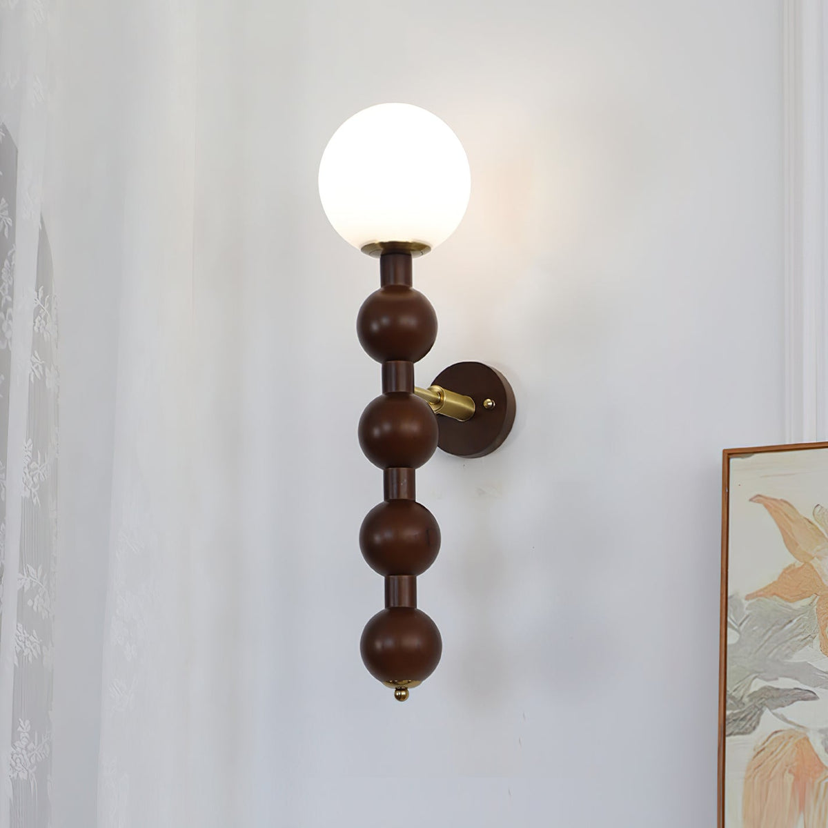 Lampada da parete Gourd in legno, metallo e vetro Stile moderno