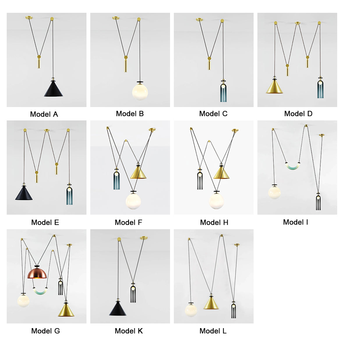 Noro lampada a sospensione Multi-Shape Regolabile