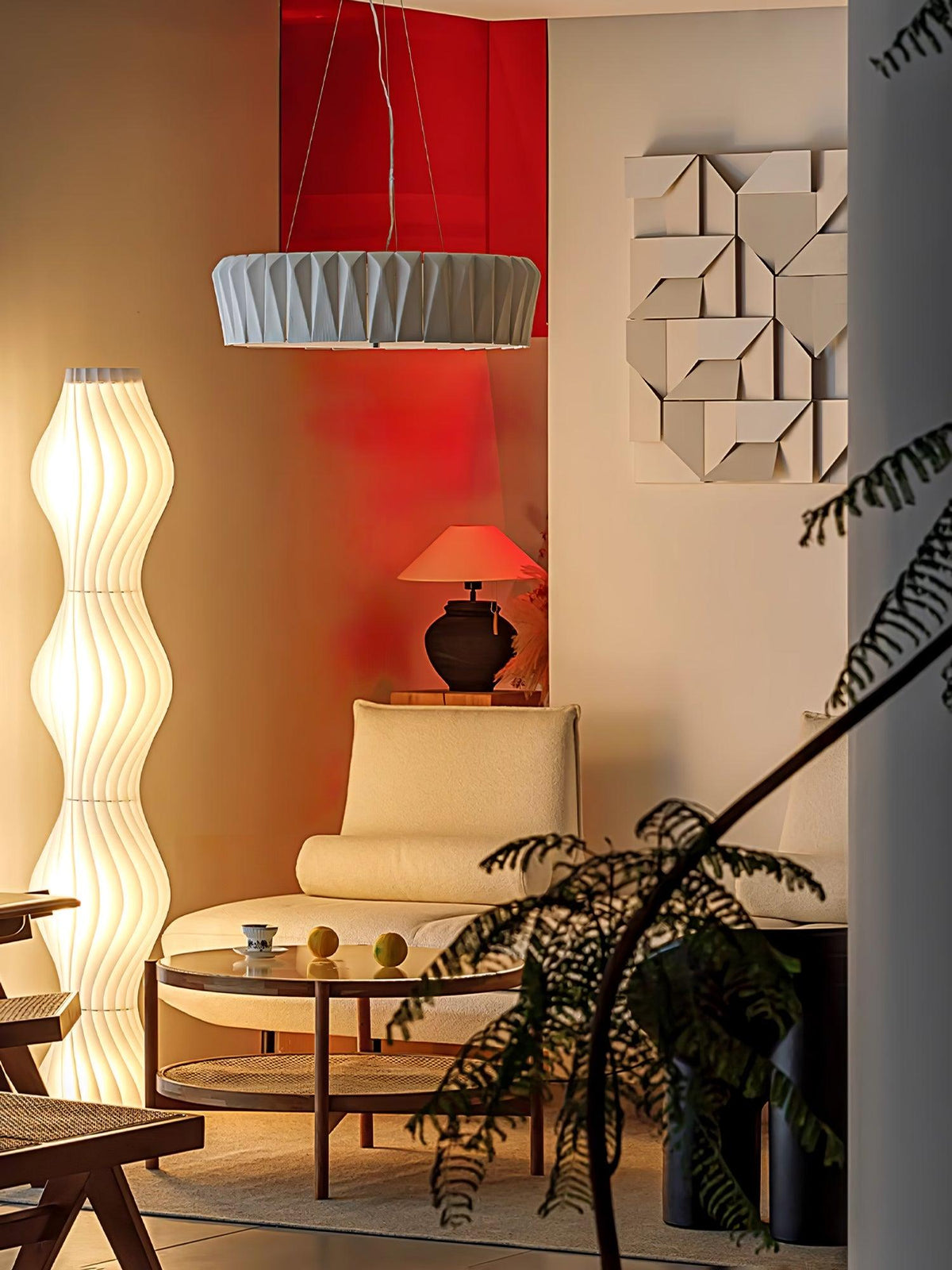 Vaeliora lampada a sospensione in Ceramica con Finitura Ribbed