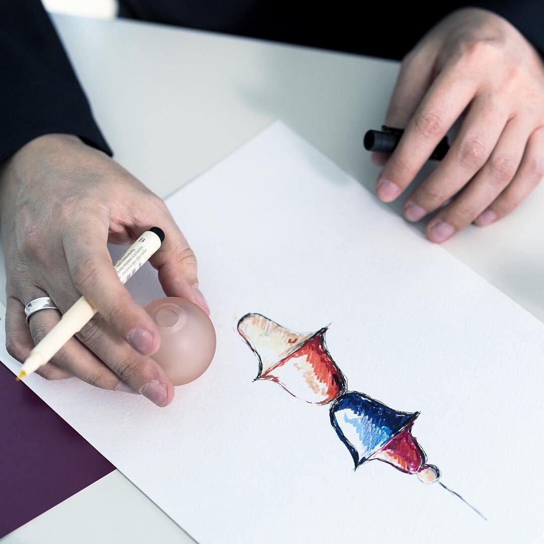 Calaeus lampada a sospensione in vetro artistico nordico
