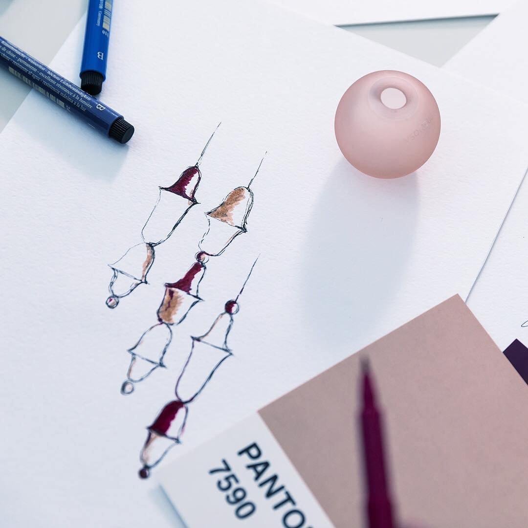 Calaeus lampada a sospensione in vetro artistico nordico