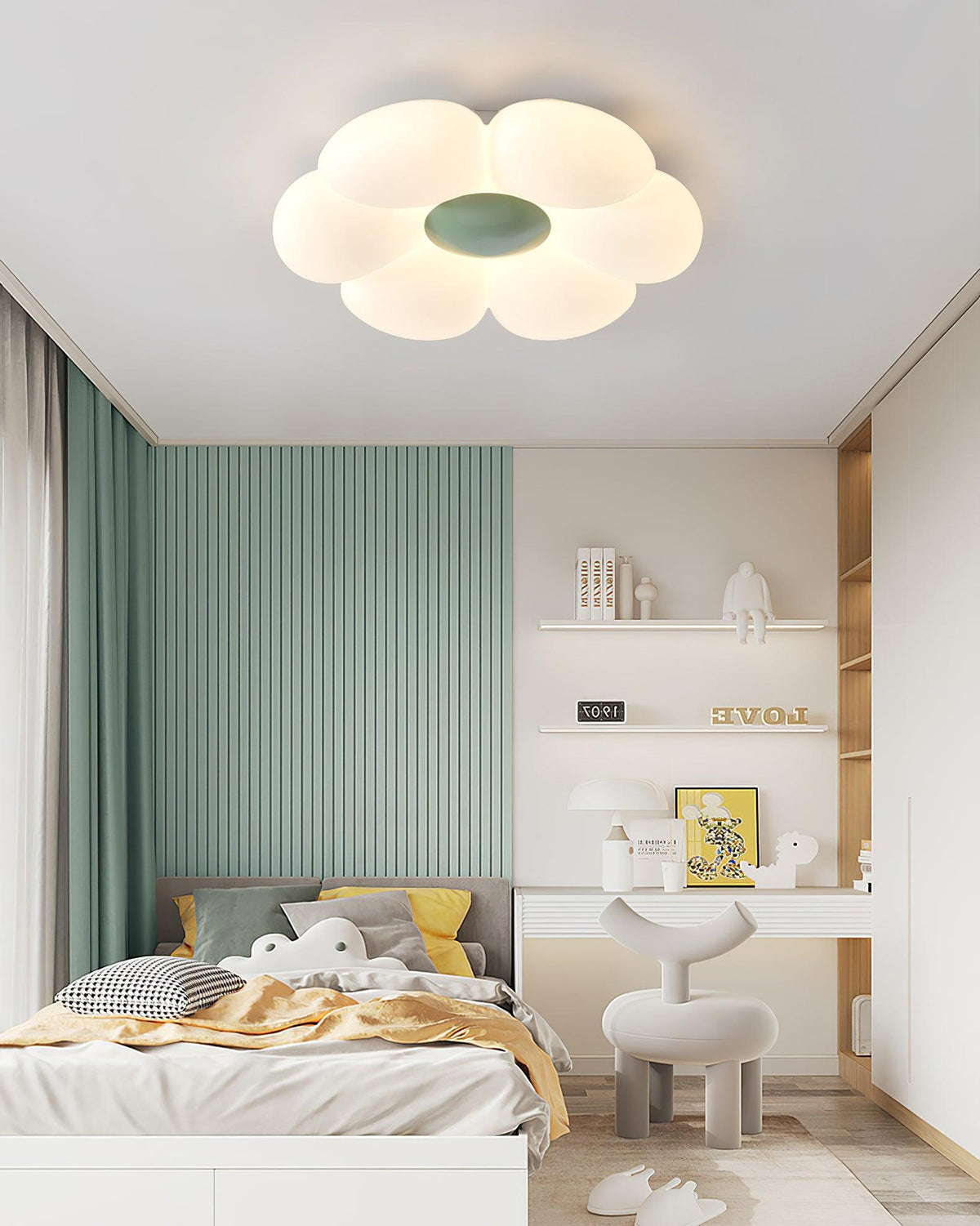 Liorinella lampada da soffitto a forma di fiore a sei petali per camera da letto bambini