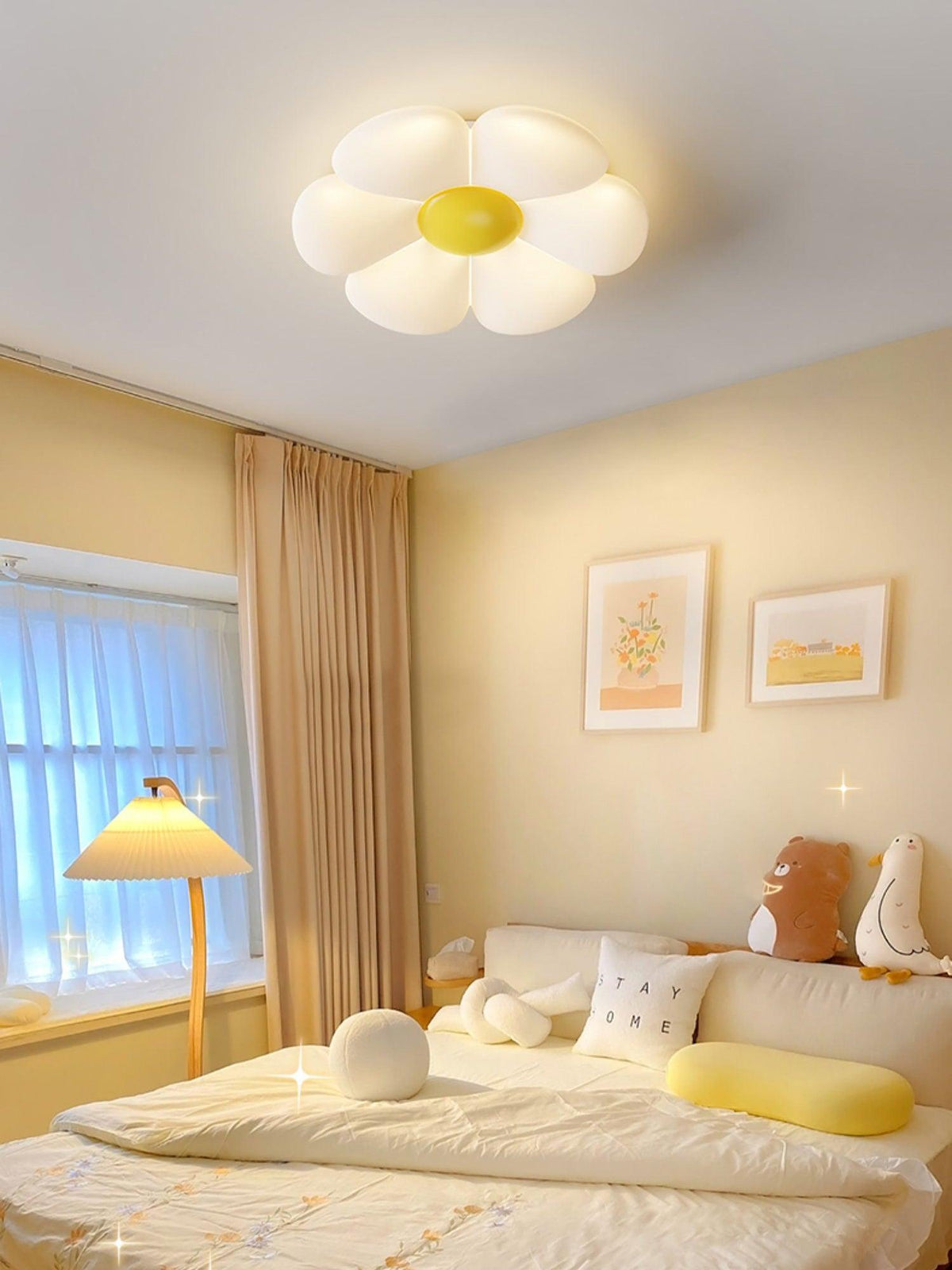 Liorinella lampada da soffitto a forma di fiore a sei petali per camera da letto bambini