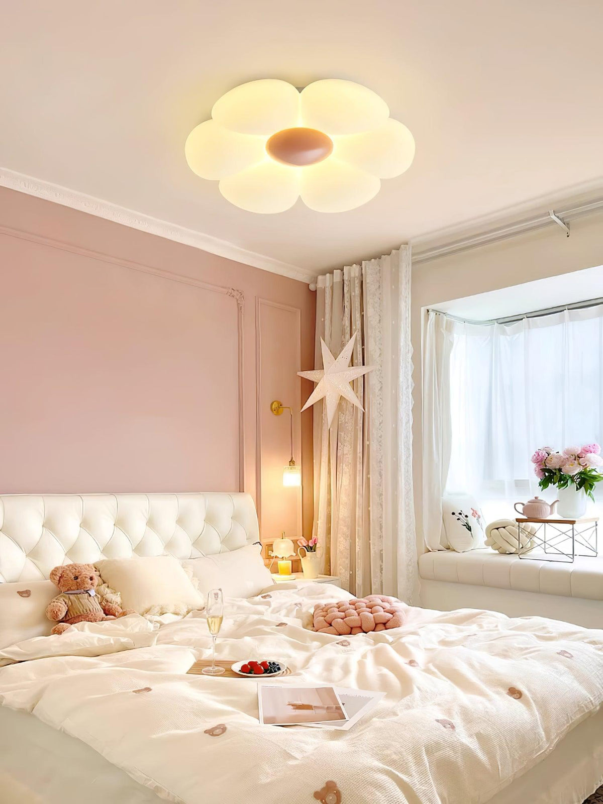 Liorinella lampada da soffitto a forma di fiore a sei petali per camera da letto bambini