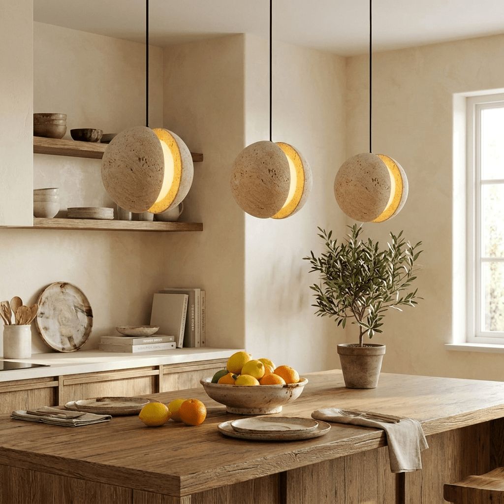 Tavanise travertino globo lampada a sospensione