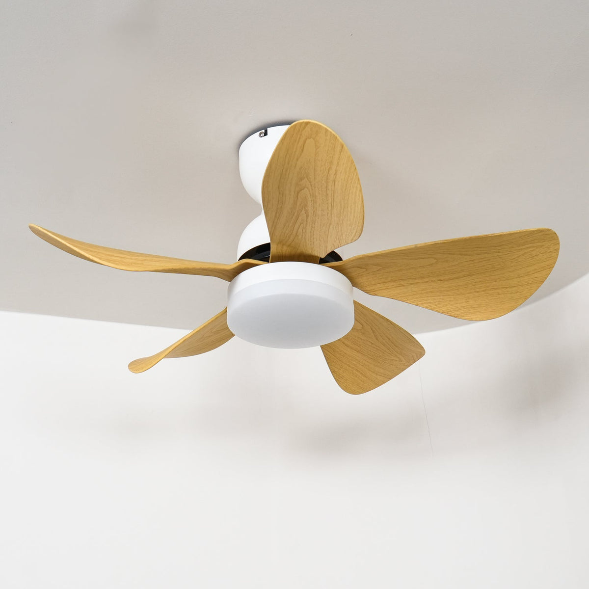 Elvanelle Ventilatore da soffitto con luce in legno noce