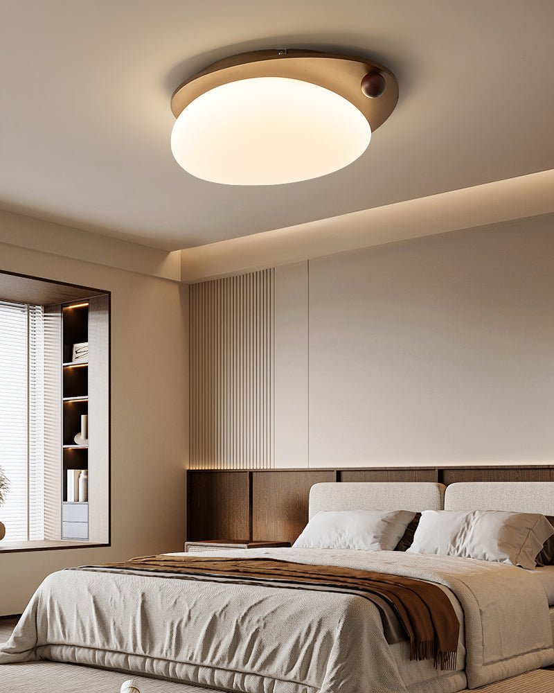 Lampada da soffitto con cornice in legno di noce