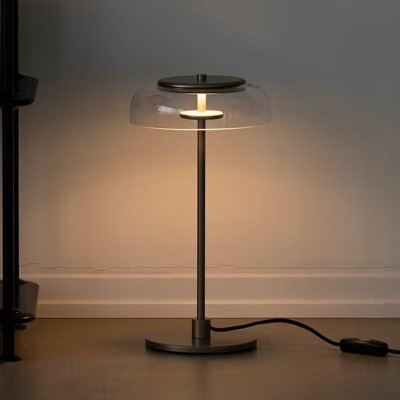 Rinelette lampada da tavolo in vetro Chiaro con Base in legno