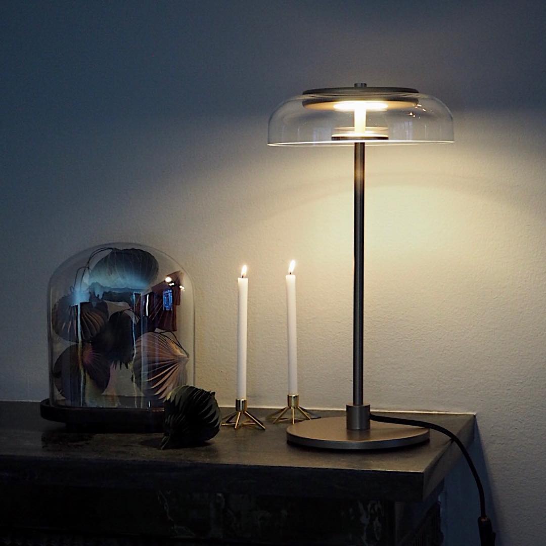 Rinelette lampada da tavolo in vetro Chiaro con Base in legno