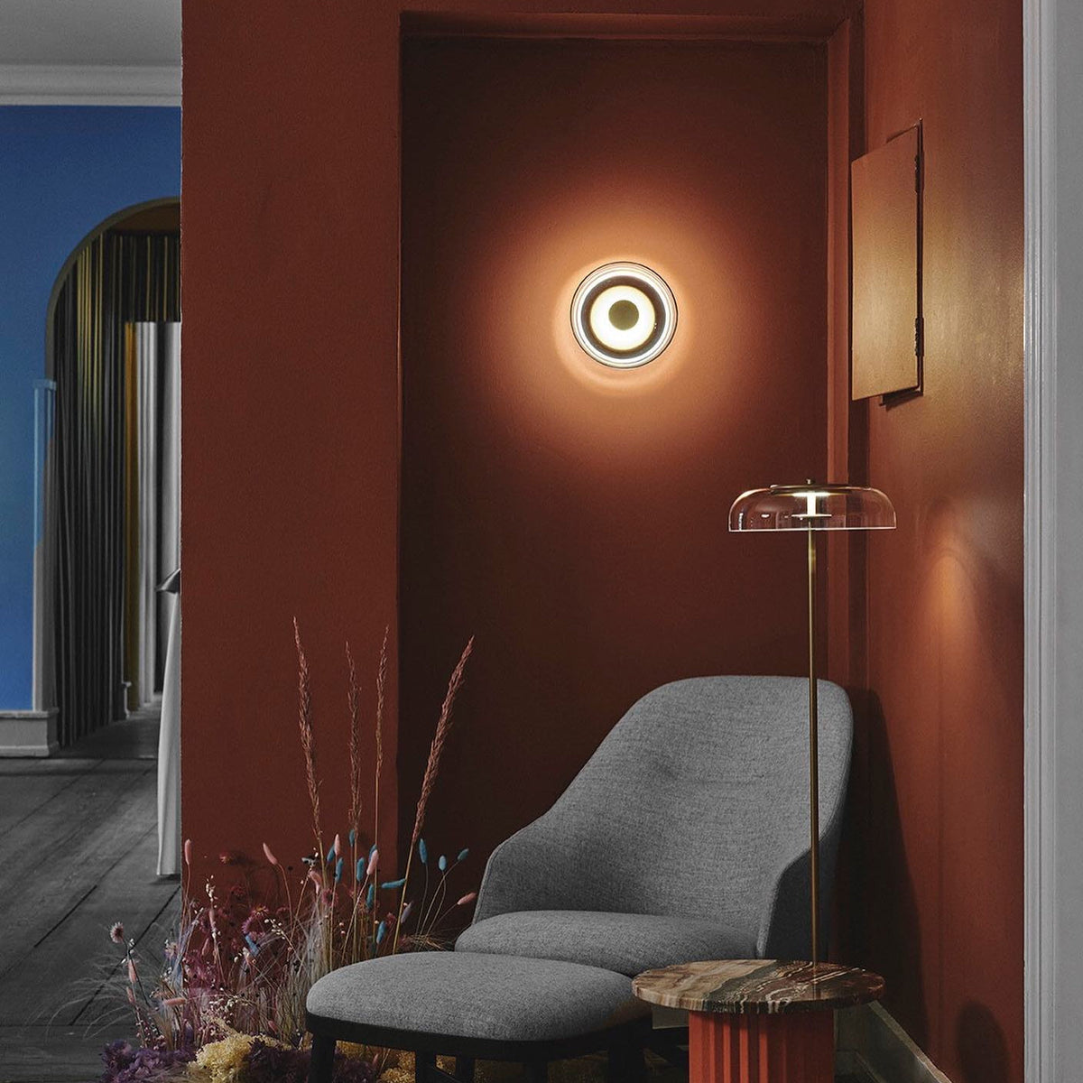 Aether ottone e vetro lampada da parete
