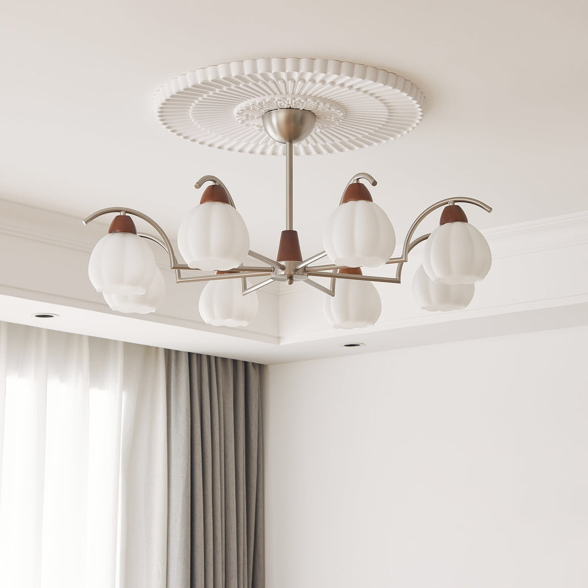 Ilaeiel lampadario Eleganza Tradizionale Fioritura legno vetro