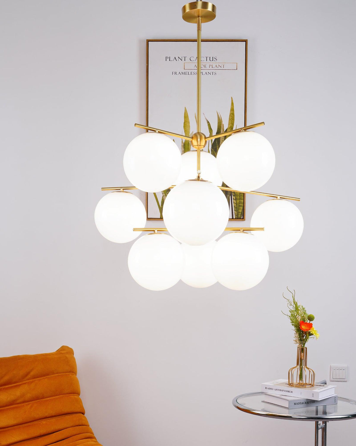 Casoella lampadario sfera & Stelo moderno Finitura Oro LED