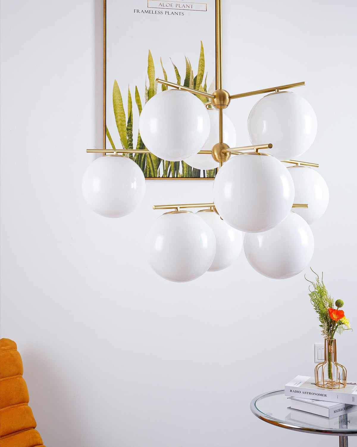 Casoella lampadario sfera & Stelo moderno Finitura Oro LED