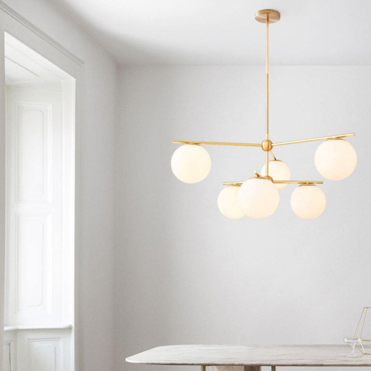 Casoella lampadario sfera & Stelo moderno Finitura Oro LED