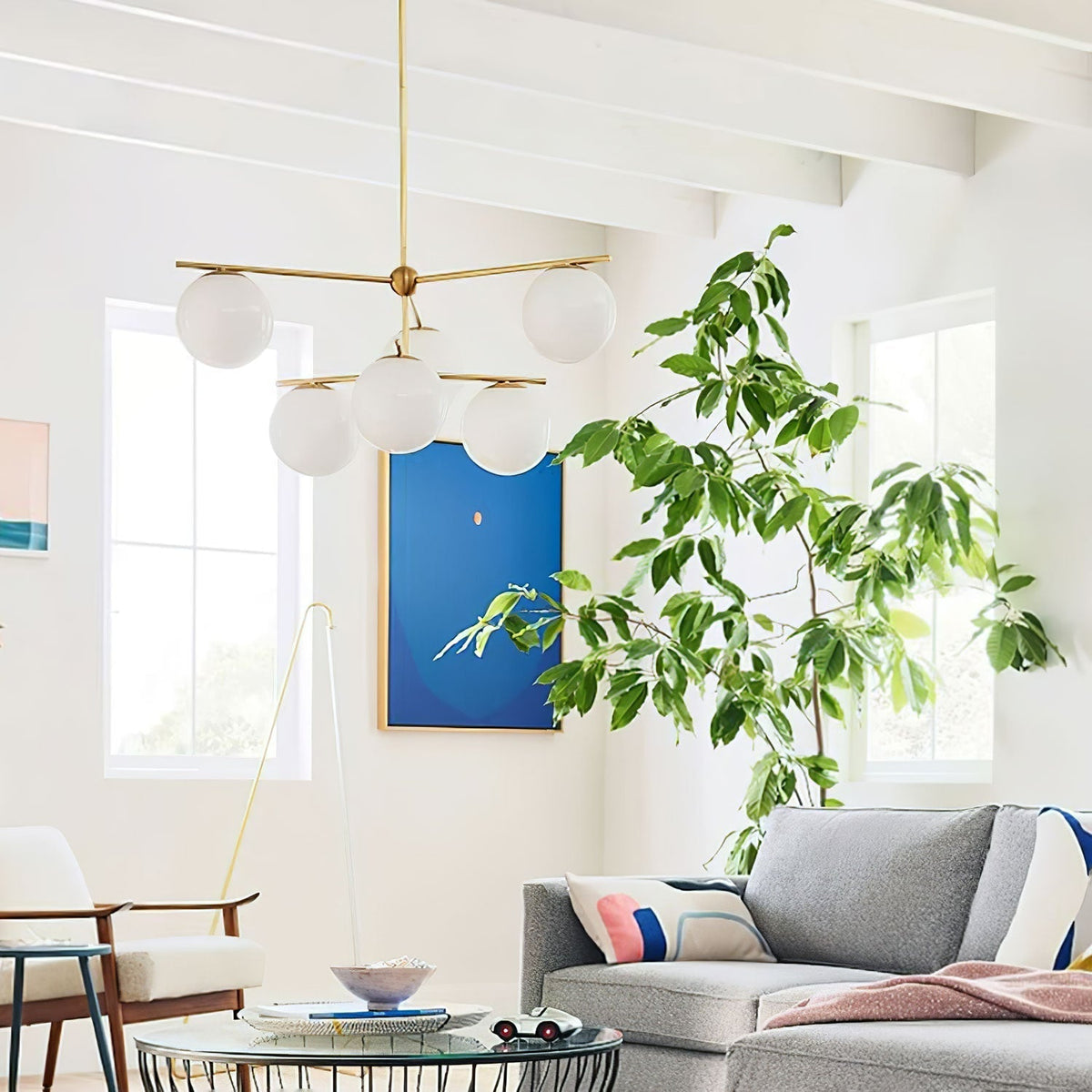 Casoella lampadario sfera & Stelo moderno Finitura Oro LED