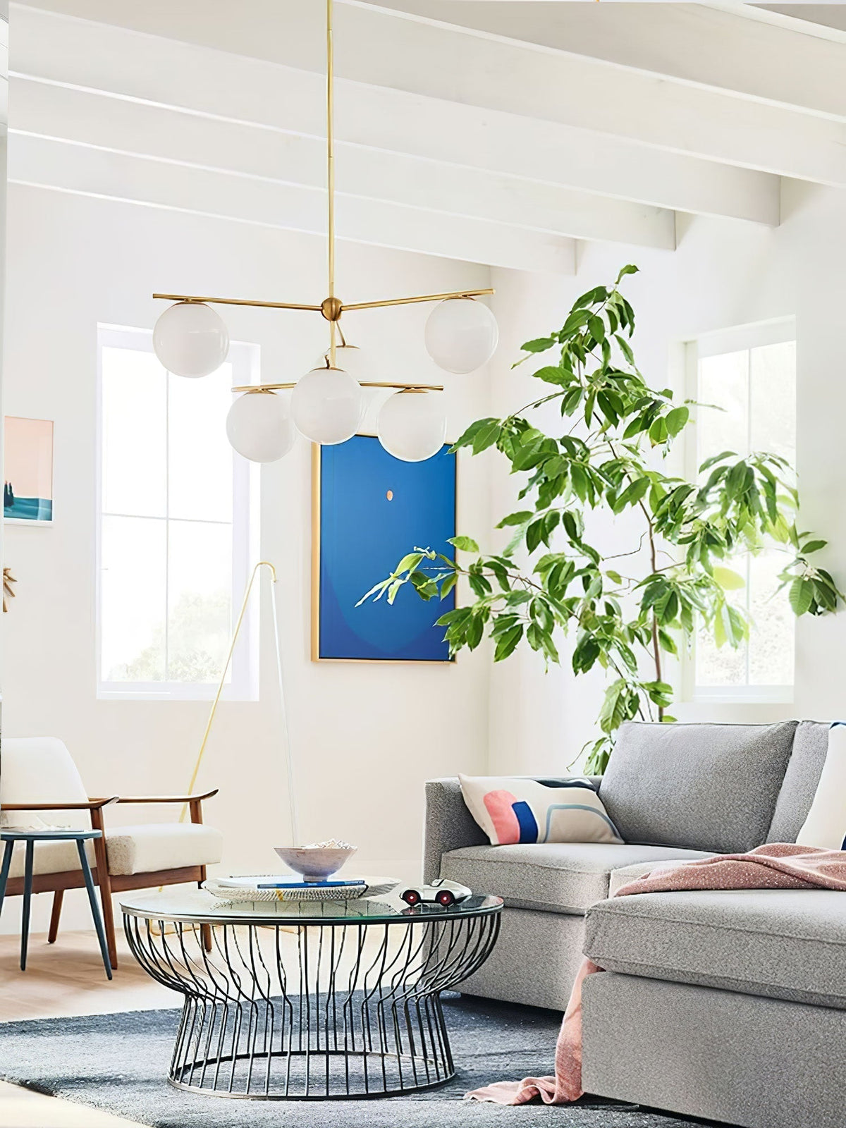 Casoella lampadario sfera & Stelo moderno Finitura Oro LED