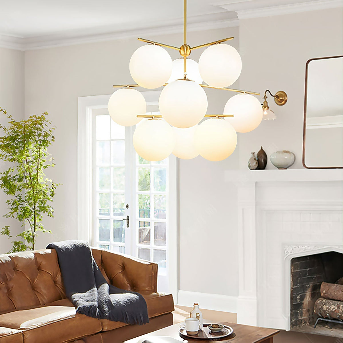 Casoella lampadario sfera & Stelo moderno Finitura Oro LED