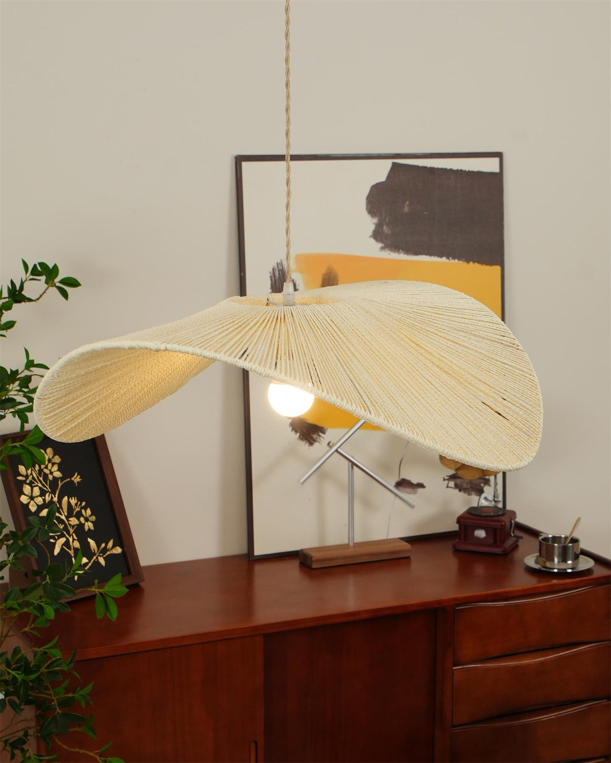 Canoeria lampada a sospensione in rattan intrecciato a mano naturale