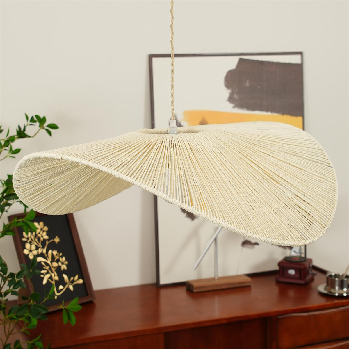 Canoeria lampada a sospensione in rattan intrecciato a mano naturale