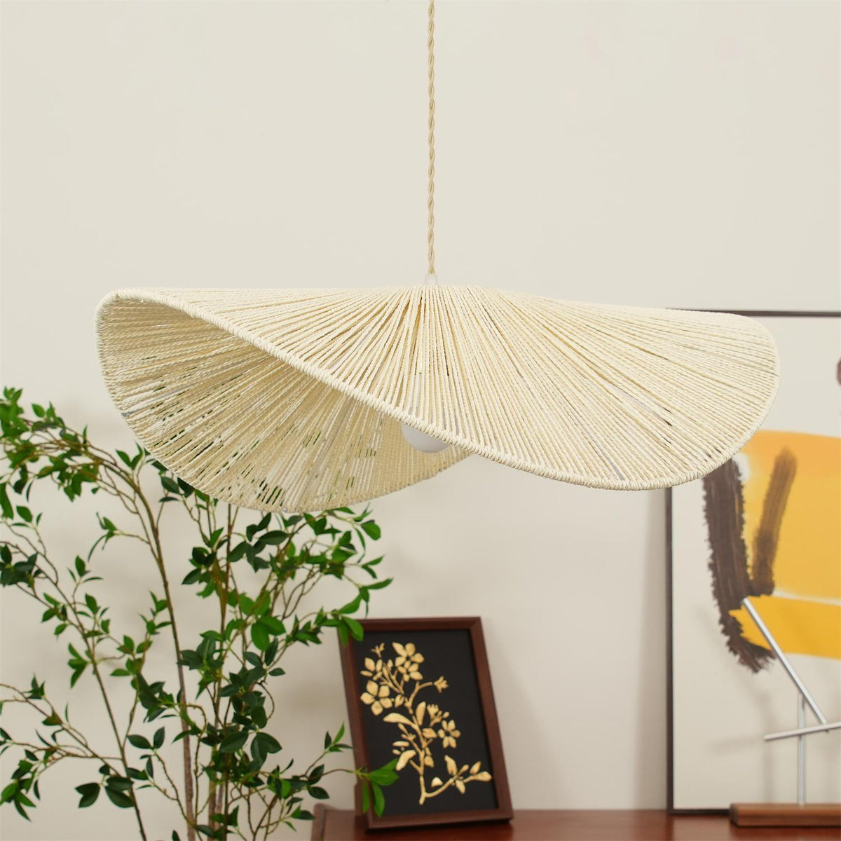 Canoeria lampada a sospensione in rattan intrecciato a mano naturale