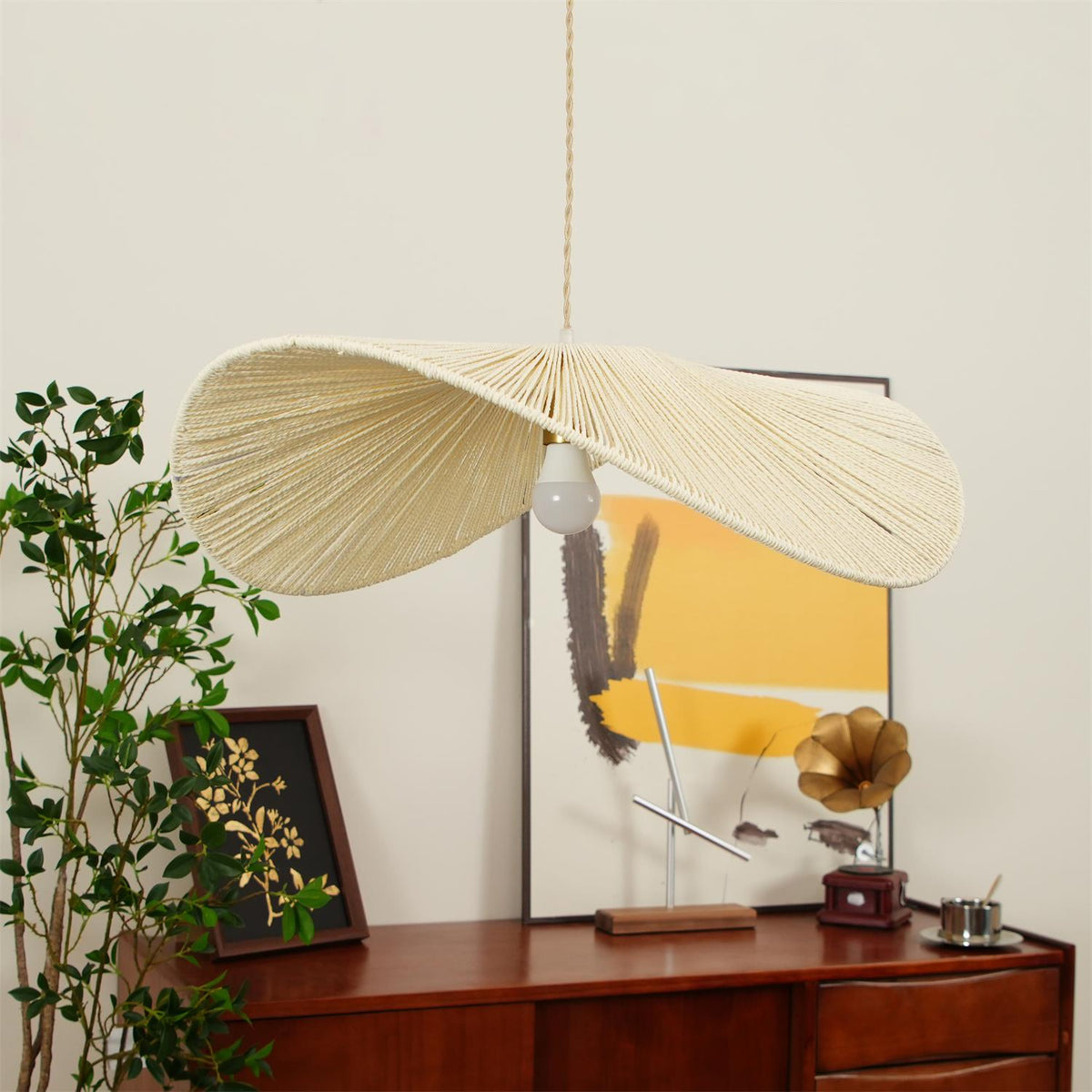 Canoeria lampada a sospensione in rattan intrecciato a mano naturale