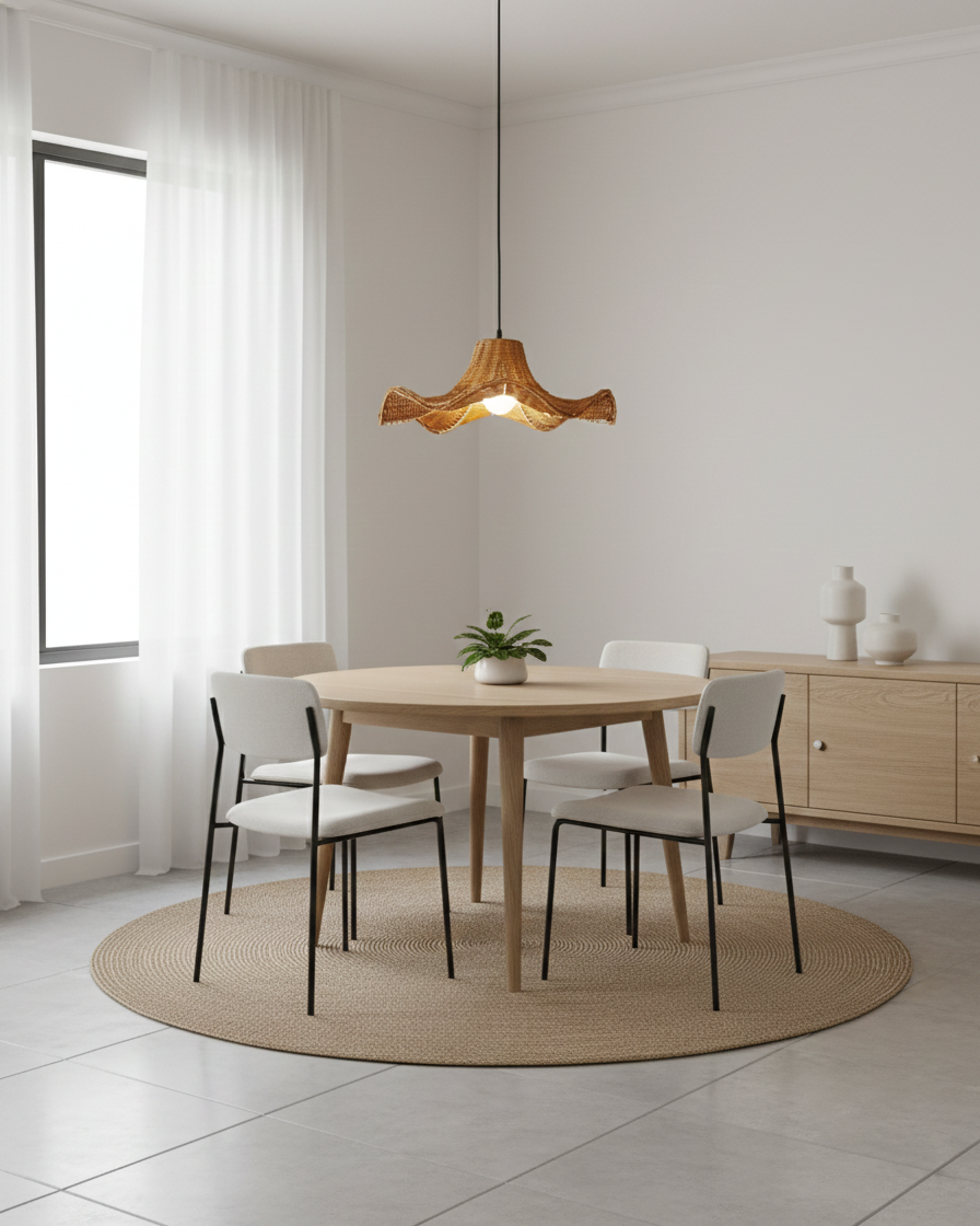 Ravelle lampada a sospensione in rattan plissettato